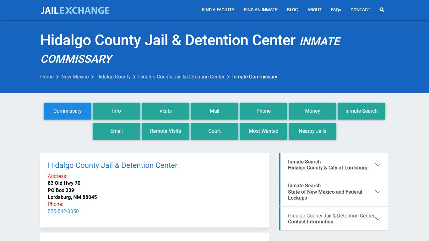 Hidalgo County Jail & Detention Center Inmate Commissary